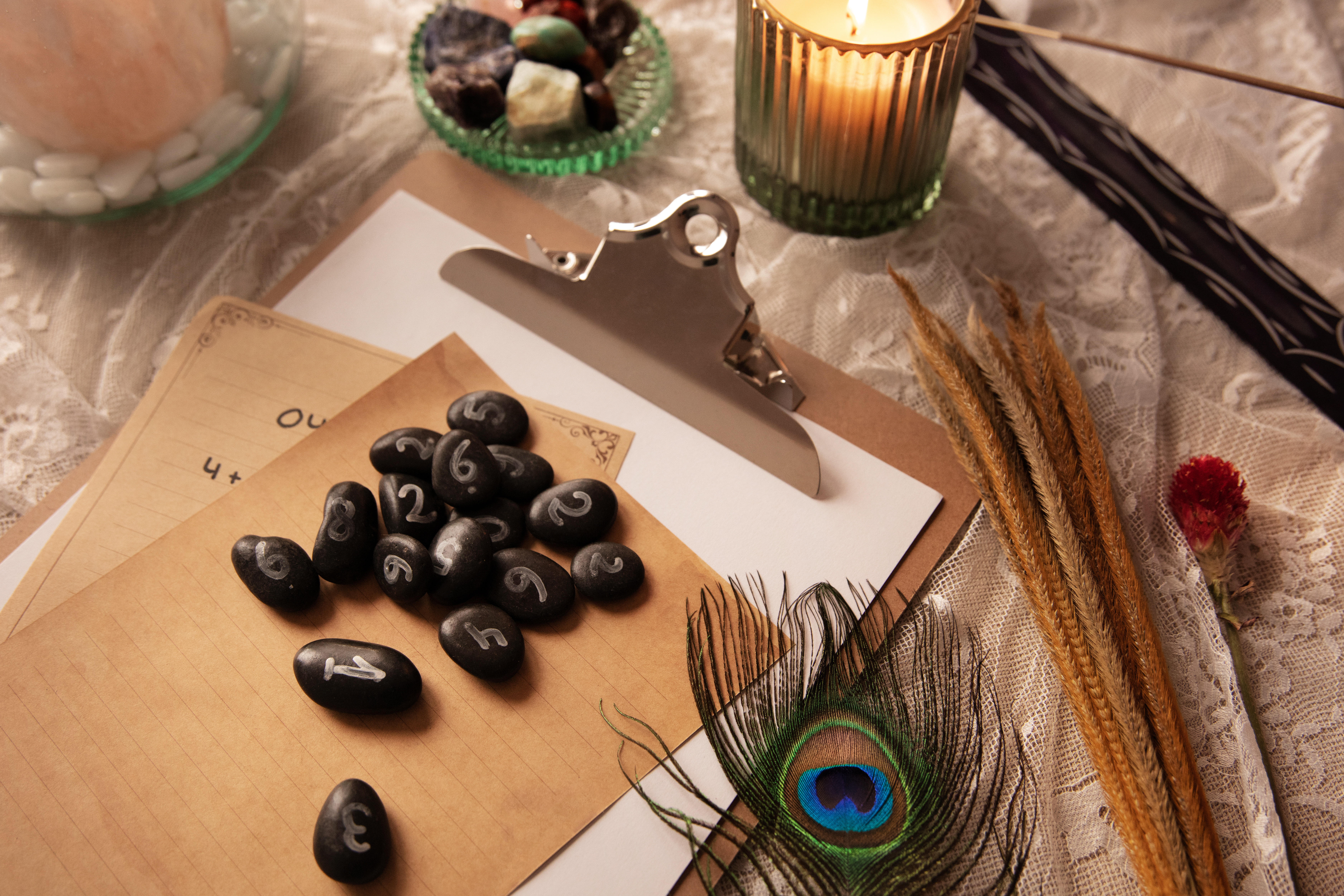 numerology concept with pebbles